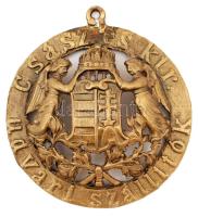 cca 1890 Csász. és Kir. Udvari Szállítók. Angyalos magyar címerrel díszített fém embléma, cégér. / Royal supplier bronze sign d: 12 cm