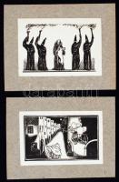 Jelzés nélkül: A város szellemei. 2 db fametszet, papír, jelzés nélkül, 7x11 cm