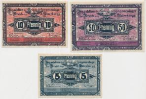 Német Birodalom / Brandenburg an der Havel hadifogolytábor a III. Hadtest alárendeltségében 1917. 5pf + 10pf + Frankfurt an der Oder hadifogolytábor a III. Hadtest alárendeltségében 1917. 50pf T:I-,II hajtatlanok German Empire / Brandenburg an der Havel POW camp under the III. Army Corps 1917. 5 Pfennig + 10 Pfennig + Frankfurt an der Oder POW camp under the III. Army Corps 1917. 50 Pfennig C:AU,XF unfolded