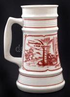 Alföldi porcelán söröskorsó, "Sernevelőház a XVII. századból" felirattal, sörfőzdei jelenettel, jelzett, hibátlan, d: 9 cm, m: 20 cm