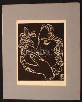 Farkasházy Miklós (1895-1964): Kóstoló. Linómetszet, papír, jelzett, 21×24 cm