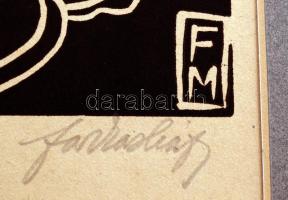 Farkasházy Miklós (1895-1964): Kóstoló. Linómetszet, papír, jelzett, 21×24 cm