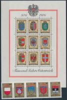 Coat of arms 68 diff. stamps + 1 block on 3 stock card, Címer motívum tétel: 68 klf bélyeg + 1 blokk 3 stecklapon