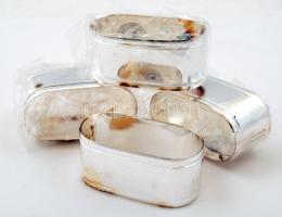 4 darabos ezüstözött fém szalvétagyűrű-csomag, saját dobozában