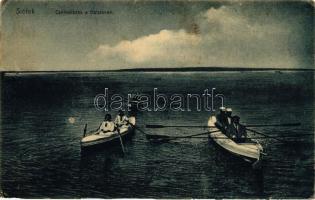 Siófok, Csolnakázás a Balatonon, csónak, kiadja Sámuel Adolf (EK)