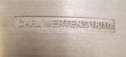 Carl Mertens designer minimál art inox edényke, jelzett, d:8cm, m:6cm