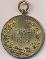 Bulgária 1933. "Háborús emlékmedál 1915-1918" aranyozott fém kitüntetés mellszalag nélkül T:2 Bulgaria 1933. "Commemorative Medal for the War of 1915-1918" gilt metal decoration without ribbon C:XF