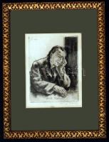 Szőnyi István (1894-1960): Szelle Kálmán. Rézkarc, papír, jelzett,üvegezett keretben, 12×9 cm