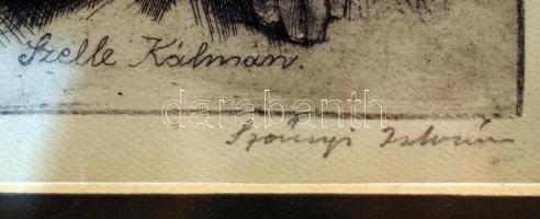 Szőnyi István (1894-1960): Szelle Kálmán. Rézkarc, papír, jelzett,üvegezett keretben, 12×9 cm