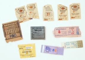 cca 1914-1980 11 db különféle régi magyar vonat-, villamos- és buszjegy és -bérlet, különböző vonalakra