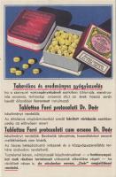 Tablettae ferri protoxalaticum arseno Dr. Deér, Jó pásztor gyógyszertár, reklám / Hungarian medicine advertisement (15.5 x 10.3 cm)