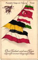 Maikäfer fliege von Sieg zu Sieg / May bug, Cockchafer, flags of the Central Powers, propaganda litho (EB)