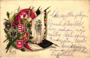 1915 Flags of the Central Powers, coat of arms litho (fa)