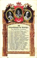 21 Kriegserklärungen des Weltkrieges / 21 Declarations of war of WWI, Wilhelm II, Franz Joseph, Mehmed V (small tear)