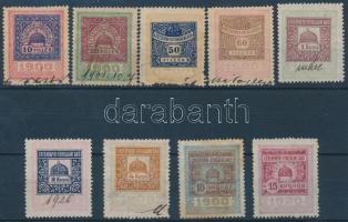 1900-1920 9 klf értékpapír forgalmi adó bélyeg