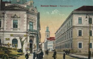 Szatmárnémeti, Kazinczy utca, Jakabovits Márton üzlete / street, shop (EK)