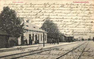 Székelyudvarhely, vasútállomás, kiadja Sterba Ödön / railway station (fl)