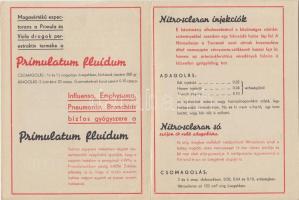 Primulatum Fluidum reklám, Kálmán Lehel gyógyszerészeti vállalat / medicine advertisement, folding c...