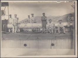 cca 1910-1920 Matrózok a fedélzeten, 12x9 cm / cca 1910-1920 Sailors on the board, 12x9 cm