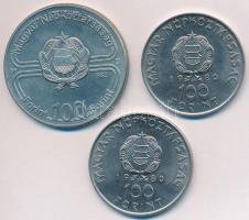 1980. 100Ft Ni "Szovjet-magyar közös űrrepülés" (2x) + 1982. 100Ft Cu-Ni "Labdarúgó VB 1982" T:BU