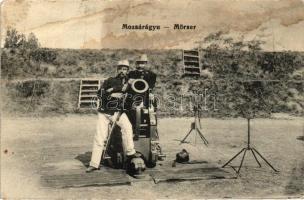 Mozsárágyú / WWI Hungarian military, Mortar cannon with artillerymen (fa)