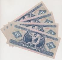 1975. 20Ft (4x) sorszámkövetők, nyomdai papírránccal T:I