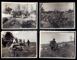 cca 1914-1918 Katonák, ágyúk, szekerek, 4 db fotó, 12x9 cm / cca 1914-1918 Soldiers, cannons, 4 military photos, 12x9 cm