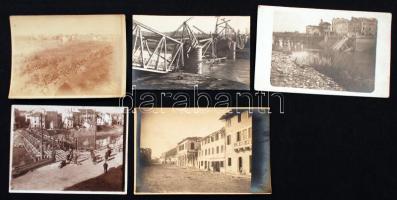 cca 1938-1945 Lebombázott házak és hidak, 5 db fotó, 12x9 és 14x9 cm / cca 1938-1945 5 military photos from the world war II