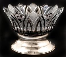 Ezüst (Ag.) talpas ólomkristály kínáló, több rétegű, csiszolt, metszett, hibátlan, m:9 cm, d:13 cm