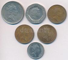 Gibraltár 1989-1999. 1p-20p (6xklf) T:2,2- Gibraltar 1989-1999. 1 Penny - 20 Pence (6xdiff) C:XF,VF