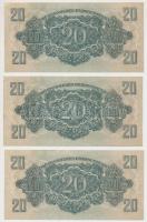 1944. 20P "A Vörös Hadsereg Parancsnoksága" (3x) sorszámkövetők T:I- hajtatlanok
