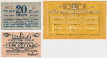 ~1919-1920. 20f "8 Órai Újság" + 20f "Központi Sajtóvállalat" + 20f "Pesti Hírlap" T:II-,III