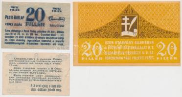 ~1919-1920. 20f "8 Órai Újság" + 20f "Központi Sajtóvállalat" + 20f "Pesti ...
