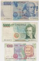 Olaszország 1990. 1000L (5x) + 5000L (2x) + 10.000L (2x) T:III,III- Italy 1990. 1000 Lire (5x) + 5000 Lire (2x) + 10.000 Lire (2x) C:F,VG