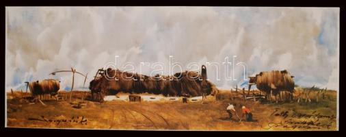 Szegvári Károly(1920-2002): Tanya, nagyméretű plakát, rajta a festő aláírásával, 80x30 cm