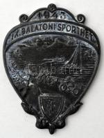 1943. "IX. Nemzetközi Balatoni Sporthét" fém levente plakett, hátoldalon "LUDVIG" gyártói jelzéssel. Szign.: MASCHEFSZKY (69x51mm) T:2- Hungary 1943. "9th International Week of Sports at Lake Balaton" metal Levente plaque, with "LUDVIG" makers mark on back. Sign.: MASCHEFSZKY (69x51mm) C:VF Sallay 211/b.