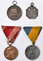 Osztrák-Magyar Monarchia 1898. "Jubileumi Emlékérem Fegyveres Erő Számára / Signum memoriae" Br kitüntetés, nem a saját mellszalagjával + 1916. "Károly-Csapatkereszt" cink kitüntetés mellszalag nélkül + 1929. Magyar Háborús Emlékérem kardokkal, sisakkal "Pro Deo et Patria" hadifém kitüntetés mellszalag nélkül + 1941. "Délvidéki Emlékérem" cink emlékérem mellszalaggal. Szign.: BERÁN L. T:2-,3,3- Austro-Hungarian Monarchy 1898. "Commemorative Jubilee Medal for the Armed Forces" Br decoration with not its own ribbon + 1916. "Karl Troop Cross" zinc decoration without ribbon  + Hungary 1929. Commemorative Medal for World War I for combatants, war metal medal without ribbon + 1941. "Commemorative Medal for the Return of Southern Hungary" zinc medal with ribbon. Sign.:BERÁN L. C:VF,F,VG  NMK 249;295;418;429.