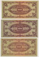 1945. 10.000P (3x) eltérő árnyalatú alapnyomatok, kettő "MNB" bélyeggel T:I-,III