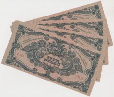 1945. 1000P (4x) kettő sorszámkövető, többi közeli sorszámú, mind piros "MNB" bélyeggel T:...