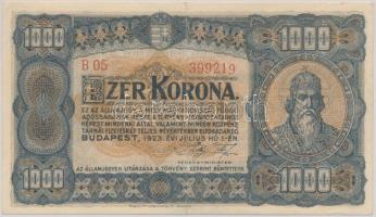1923. 1000K "Magyar Pénzjegynyomda Rt. Budapest" T:II-
