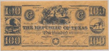 Amerikai Egyesült Államok/Texas 1839. 100$ replika T:I-,II USA/Texas 1839. 100 Dollars replica C:AU,XF