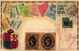 Mauritius - set of stamps, Ottmar Zieher's Carte Philatelique No. 89. litho (cut)