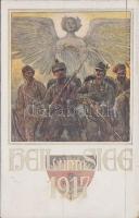 1917 Heil und Sieg; Deutscher Schulverein Karte Nr. 1000. / WWI military propaganda, artist signed (b)