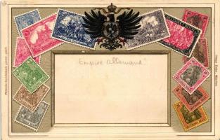 Deutsches Reich - set of stamps, Ottmar Ziehers Philatelie-Ansichtskarte Emb. litho (gluemark)