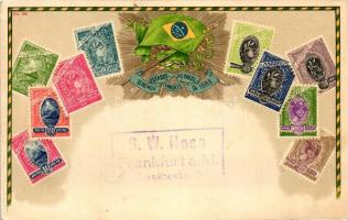 Brazil - set of stamps, Ottmar Ziehers Carte Philatelique No. 38. litho