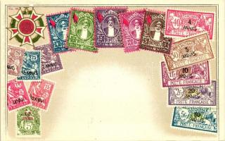 Zanzibar - set of stamps, Ottmar Ziehers Carte Philatelique No. 66. litho Sokol So. Stpl