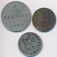 Vegyes: Ausztria 1849A 6kr Ag + Hongkong 1891. 5c Ag + Franciaország 1896A 1c Br T:2-,3 Mixed: Austria 1849A 6 Kreuzer Ag + Hongkong 1891. 5 Cents Ag + France 1896A 1 Centime Br C:VF,F