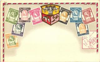 Siam - set of stamps, Ottmar Ziehers Carte Philatelique No. 70. litho