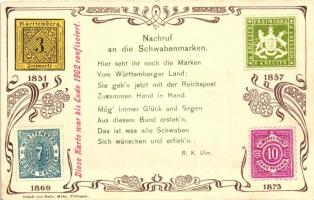 Nachruf an die Schwabenmarken / Württemberg stamps, Art Nouveau (gluemark)
