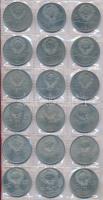 Szovjetunió 1975-1991. 1R-5R 57db vegyes fémpénz albumba rendezve T:vegyes (közte PP is) Soviet Union 1975-1991. 1 Ruble - 5 Rubles 57pcs of metal coins in album C:mixed (with some Proof)